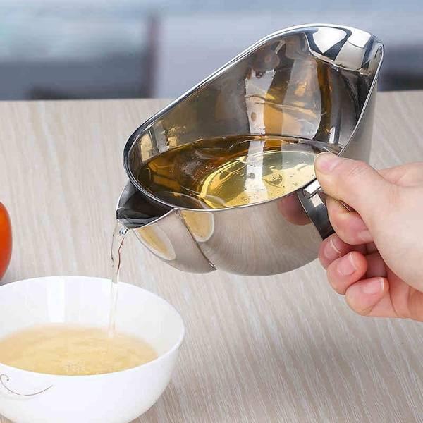 shopping מטבח ופינת אוכל 304 Stainless Steel Kitchen Oil Filter Bowl Soup Fat Separator Strainer Cooking Tool