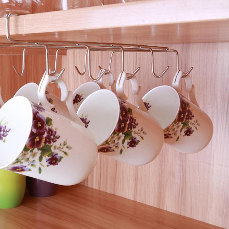 shopping מטבח ופינת אוכל 12 Hooks Stainless Steel Kitchen Storage Rack Cupboard Hanging Hook Shelf Dish Hanger Chest Storage
