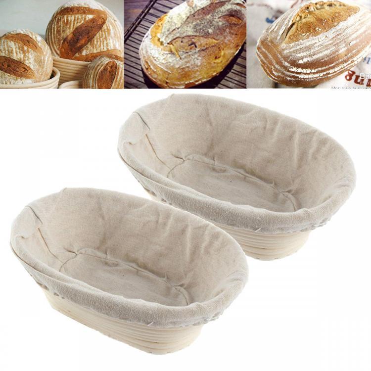 shopping מטבח ופינת אוכל 2PCS Rising Long Oval Bread Banneton Brotform Dough Proving Proofing Rattan Bask Storage Baskets
