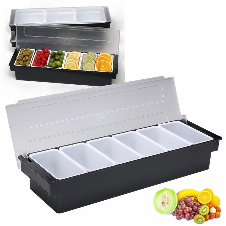 shopping מטבח ופינת אוכל 6 Compartment Divided Fruit Food Storage Case Box Kitchen Storage Container Garnish Crisper