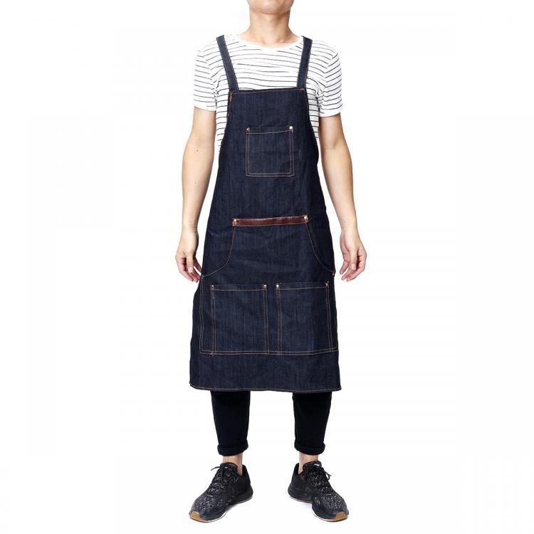 shopping מטבח ופינת אוכל Men Ladies Denim Apron Bib Pocket Jeans Cafe Kitchen Cook Adjustable Uniform Kitchen Aprons