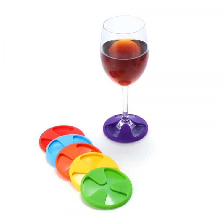 shopping מטבח ופינת אוכל 6 Pcs 3 In 1 Silicone Wine Glass Charms Stemware Coaster Cup Covers Drinks Makers