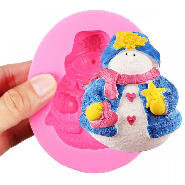 shopping מטבח ופינת אוכל 3D Snowman Silicone Candle Cake Mold Soap Craft Handmade Decorating Baking Mold Tools