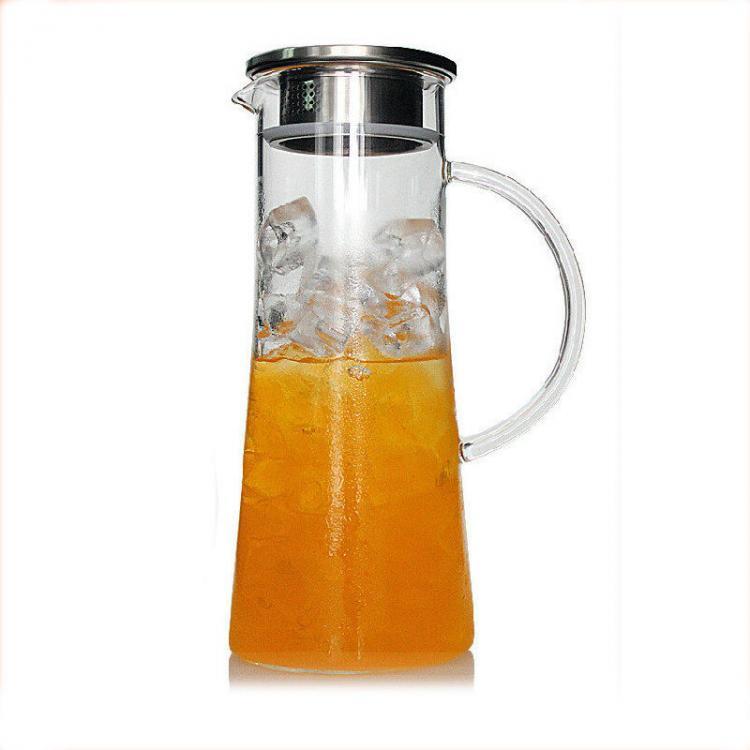 shopping מטבח ופינת אוכל Glass Kettle Two-way Outlet Water Jug Heat Resistant Transparent Tea Pot Stainless Steel Strainer