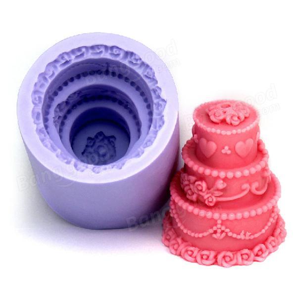 shopping מטבח ופינת אוכל 3D 3 Layers Wedding Cake Silicone Mold Fondant Chocolate Mold