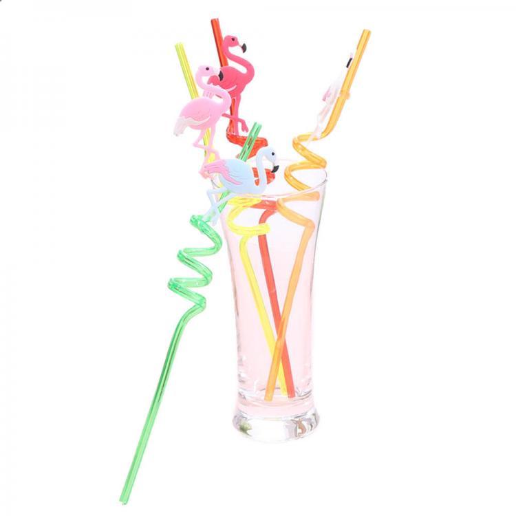 shopping מטבח ופינת אוכל Kitchen Drinking Straw 4Pcs Creative Flamingo Straw Drink Straws Pvc Soft Cartoon Straws