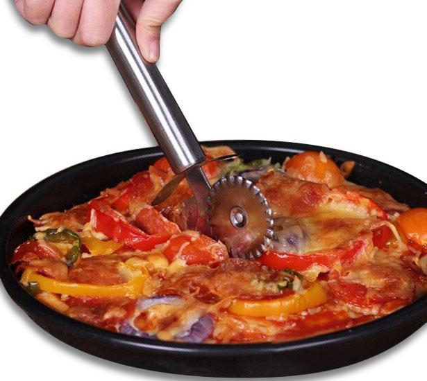 shopping מטבח ופינת אוכל Stainless Steel Dual Wheel Pizza Cutter Slicer Pastry Ravioli Pizza Cutters Noodle Making Tools