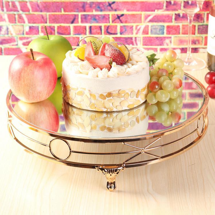 shopping מטבח ופינת אוכל 14'' Gold Plated Mirror Cake Stand Round Metal Decorations Wedding Display Props