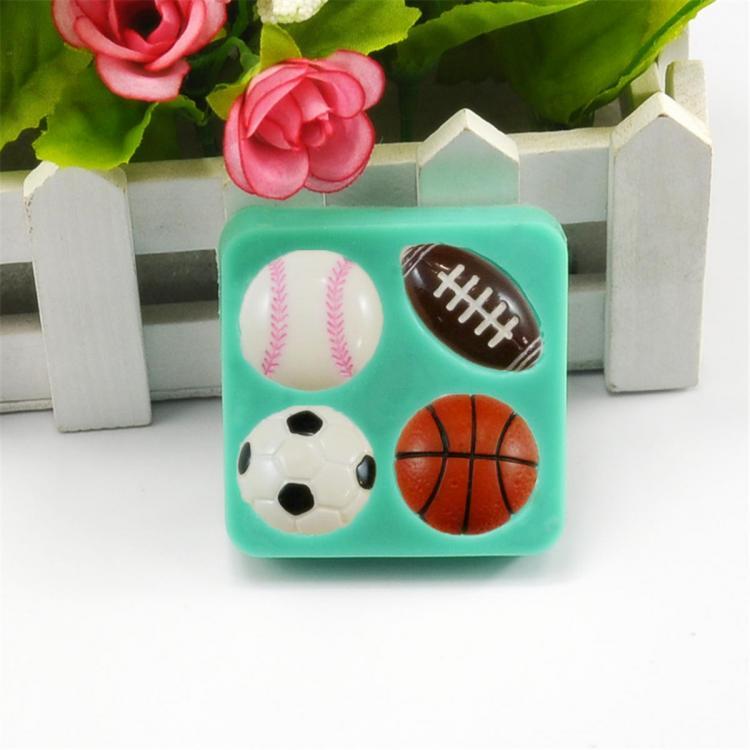shopping מטבח ופינת אוכל 3D Silicone Football Basketball Fondant Mold Cake Sugar Chocolate Baking Tool Baking Mold