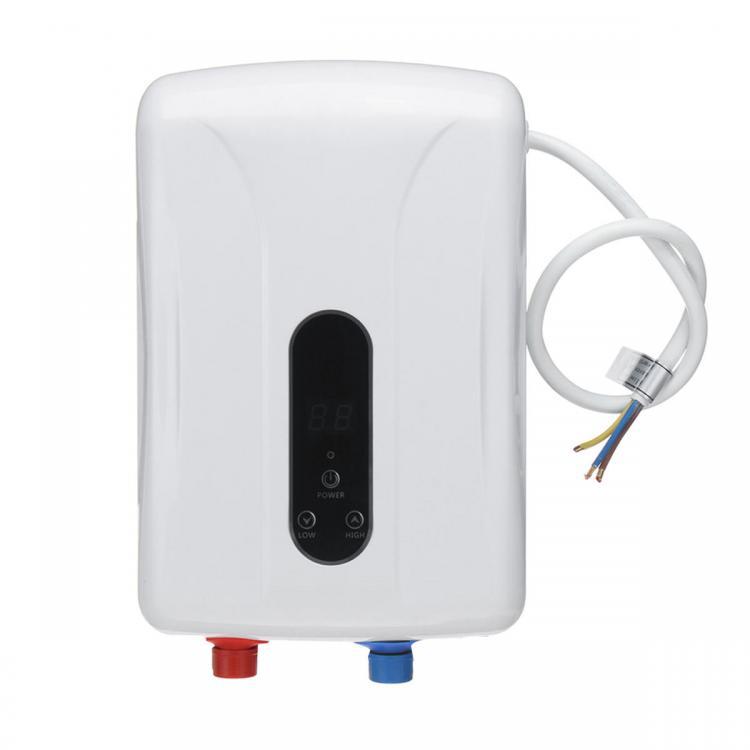 shopping מטבח ופינת אוכל 5.5KW Tankless Instant Electric Hot Water Heater Boiler Kitchen Bathroom Shower Set