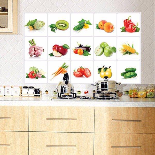 shopping מטבח ופינת אוכל 45*70cm Kitchen Vegetable Fruit Oil-proof Wall Sticker Removable Waterproof Sticker Home Decor