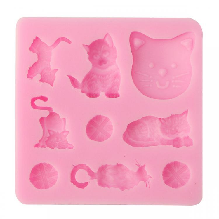 shopping מטבח ופינת אוכל 3D Cat Chocolate Candy Jelly Fondant Cake Tool Silicone Mold Baking Pan Bakeware Mould