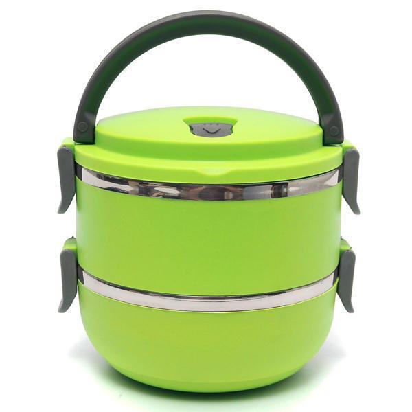 shopping מטבח ופינת אוכל 2 Layers Stainless Steel Bento Lunch Box Portable Thermal Insulation Lunch Box