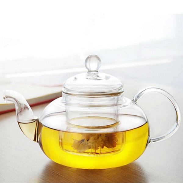 shopping מטבח ופינת אוכל 350ML-1000ML Heat Resistant Glass Teapot With Infuser Coffee Tea Leaf