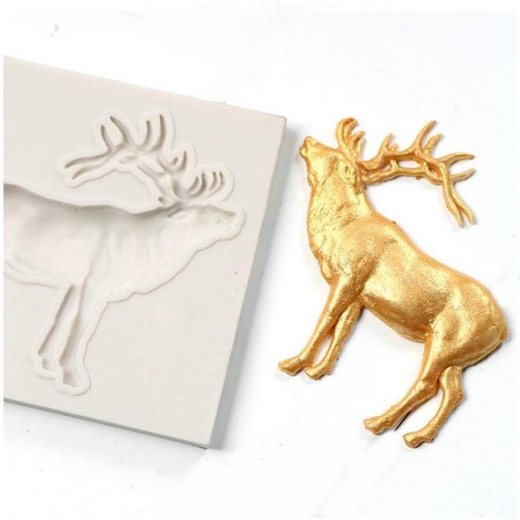 shopping מטבח ופינת אוכל DIY Christmas Elk Shape Fondant Silicone Mold Cookies Chocolate Mould Party Kitchen Baking Decorating Tools Soap Candle Molds