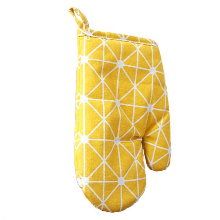 shopping מטבח ופינת אוכל 1PC Kitchen Cooking Heat Resistant Cotton Cloth Mitt Plaid Pattern Printed Baking Oven Insulation Anti-scald Glove for Baking Kitc
