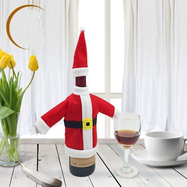 shopping מטבח ופינת אוכל Xmas Santa Claus Red Wine Bottle Cover Wrap Christmas Party Table Dinner Decor Cover Bags Home Party