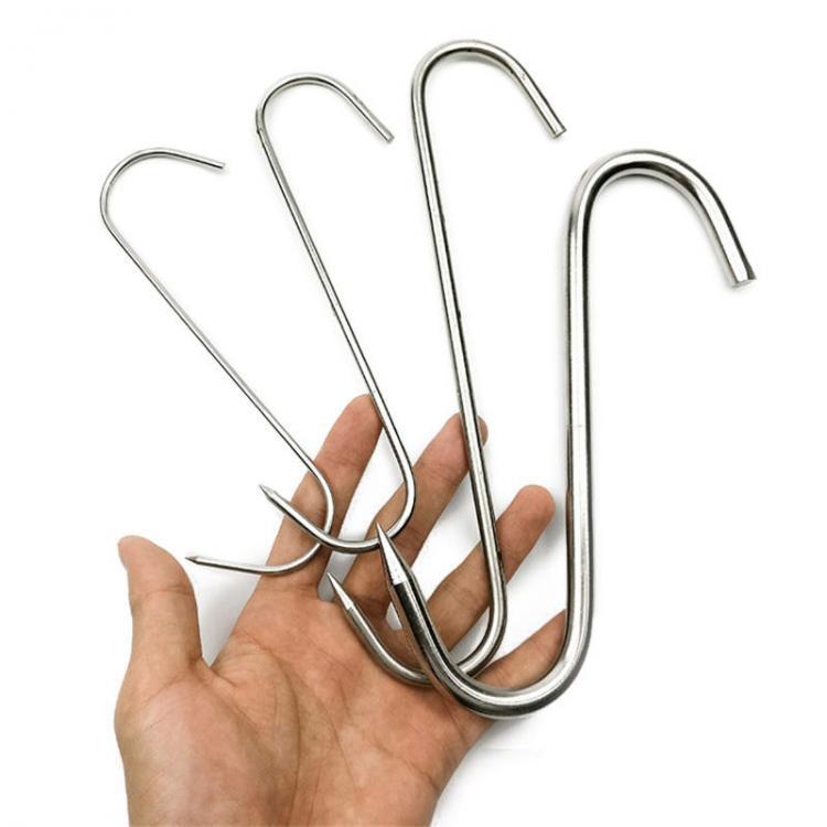 shopping מטבח ופינת אוכל Honana 10pcs / Lot Stainless Steel Round S Shaped Hooks Kitchen Pigeon Burning Beef Hook Chicken BBQ Sticks Needle Tool Accessorie