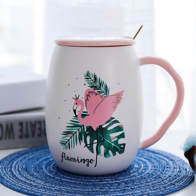 shopping מטבח ופינת אוכל Flamingo Pattern Ceramic Mug Coffee Mug Water Cup with Lid