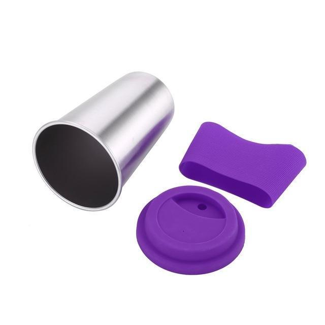 shopping מטבח ופינת אוכל Honana Creative Coffee Mugs And Cup 304 Stainless Steel Mug with Silicone Case and Lid for Car Cups 500ml Water Bottle
