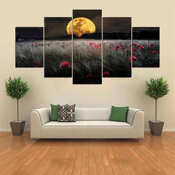 shopping קישוט הבית 5  Cascade The Setting Sun Flowers  Canvas Wall Painting Picture Home Decoration Without Frame Inclu