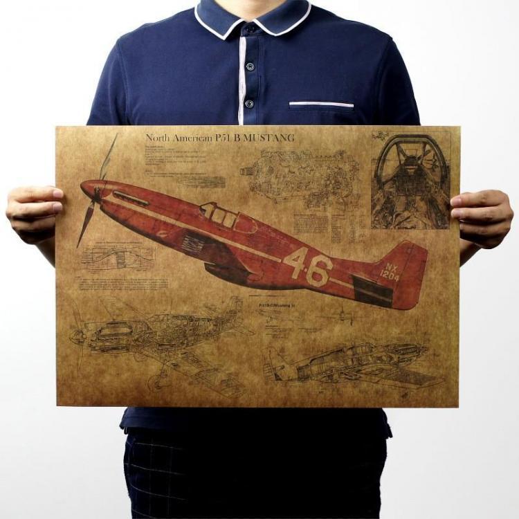 shopping קישוט הבית Retro Vintage Wall Poster Decals Paper Poster Fighter Air Plane Poster Plane Wall Sticker for Home B