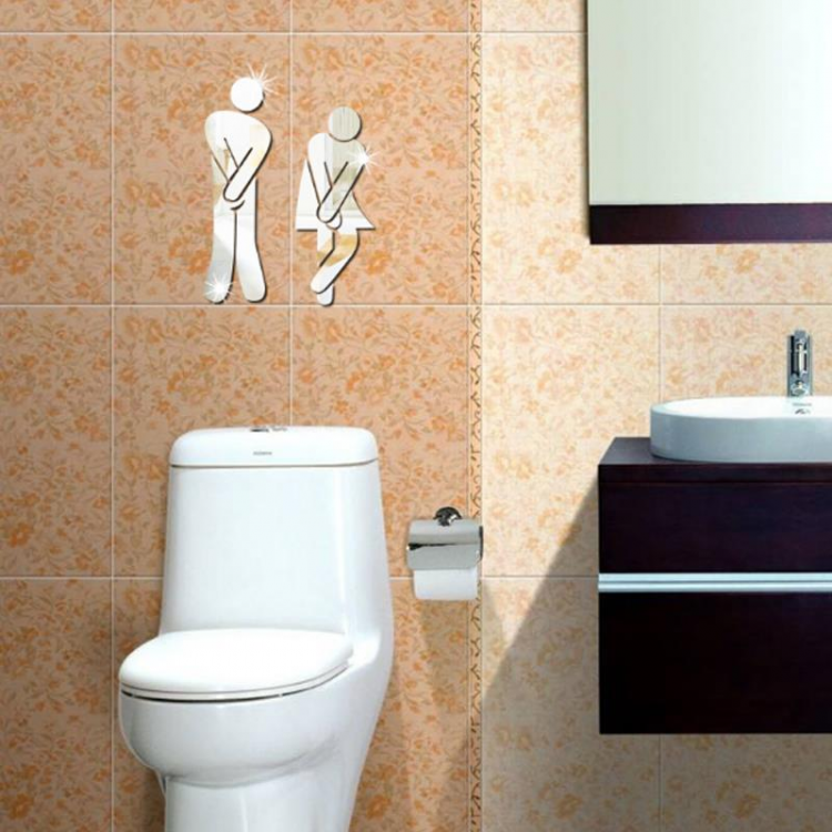 shopping קישוט הבית 3D Mirror  Acrylic Silver Wall Sticker Decal Bathroom Toilet DIY Square Mirror Sticker