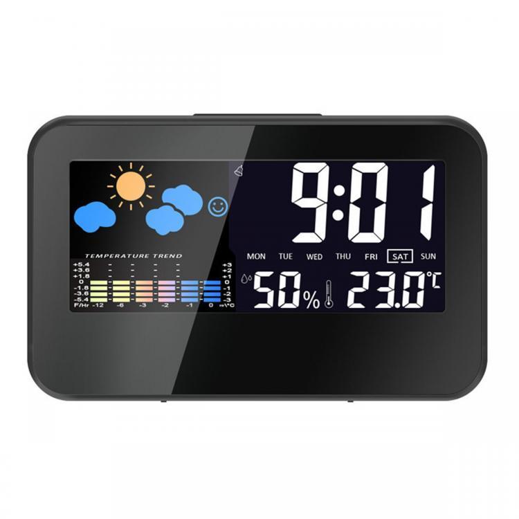 shopping קישוט הבית Loskii DC-002 Digital Weather Station Thermometer Hygrometer Alarm Clock with Colorful LED Display Smart Sound Control Calendar Ba