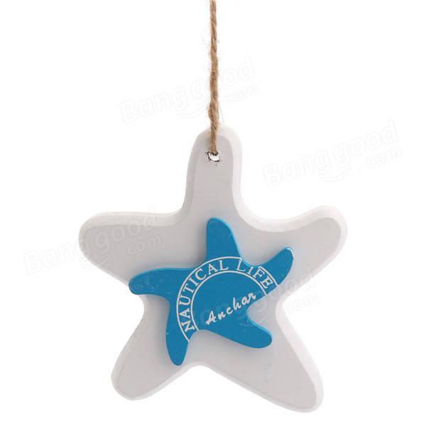 shopping קישוט הבית Wooden Fish Starfish Hanging Ornaments Wall Door Decor Navy Beach Style