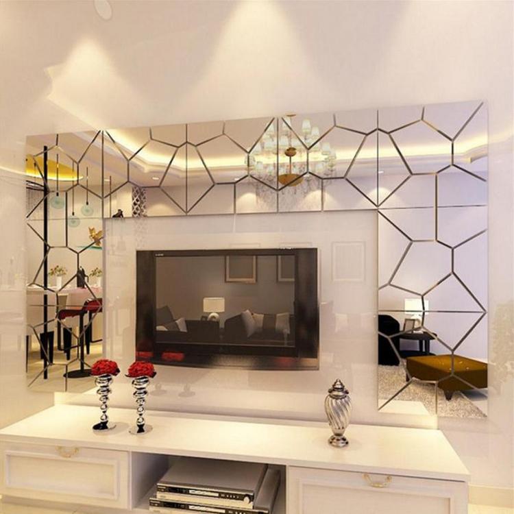 shopping קישוט הבית 18cm 7Pcs DIY Acrylic Modern Mirror Decal Art Mural Wall Sticker Home Decor Removable Stickers