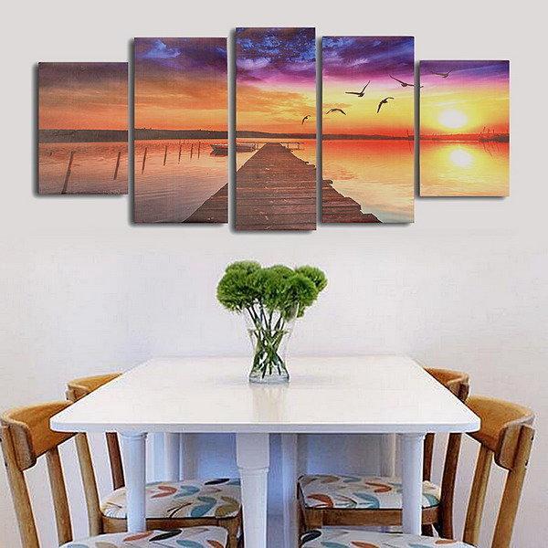 shopping קישוט הבית Frameless Modern Canvas Picture Wood Path Oil Painting Home Wall Decoration