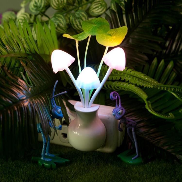 shopping קישוט הבית Vase Mushrooms Leaves  LED Dimming Night Light 7 Colors Changing Light Control Home Wall Decor Gift