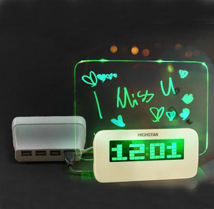 shopping קישוט הבית HIGHSTAR Model B Fluorescent Message Board Alarm Clock Memo Calendar Thermometer Light