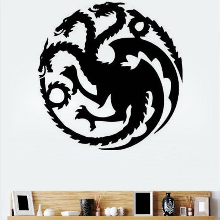 shopping קישוט הבית T-18 Game Of Thrones Tangeri Lian Targaryen Family Emblem Three Gold Dragon Carved Wall Stickers