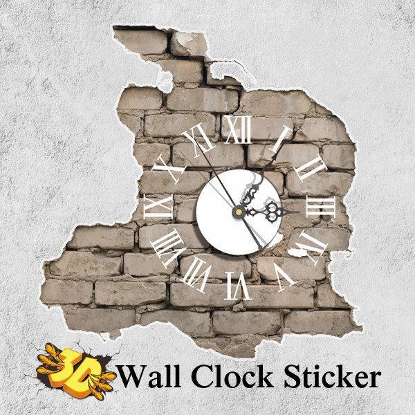 shopping קישוט הבית PAG STICKER 3D Wall Clock Decals Breaking Cracking Wall Sticker Home Wall Decor Gift