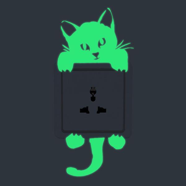 shopping קישוט הבית Cat Creative Luminous Switch Sticker Removable Glow In The Dark Wall Decal Home Decor