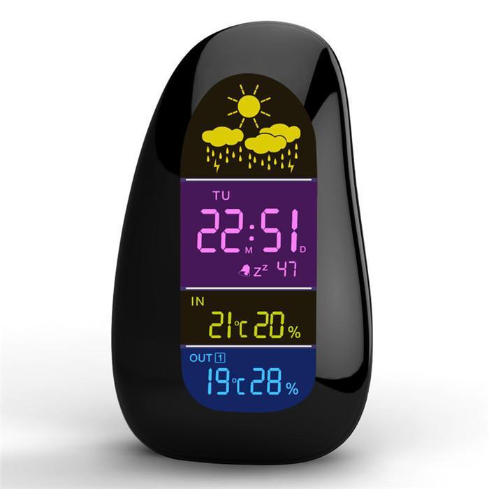 shopping קישוט הבית Wireless Weather Station Clock Pebble LED Alarm Clock Wireless Weather Report