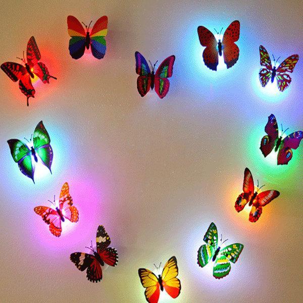 shopping קישוט הבית Miico Colors Changing LED Flashing Butterfly Night Light Decorative Lights 3D Home Decor Stickers