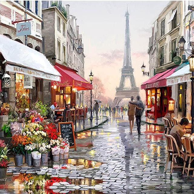 shopping קישוט הבית RUOPOTY Paris Street DIY Painting By Numbers Handpainted Canvas Painting Home Wall Art Picture For Living Room Unique Gift 40X50