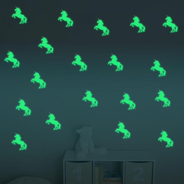 shopping קישוט הבית Honana DX-126 10PCS 7X10CM Fluorescent Glow Unicorn Wall Sticker Home Bedroom Decor