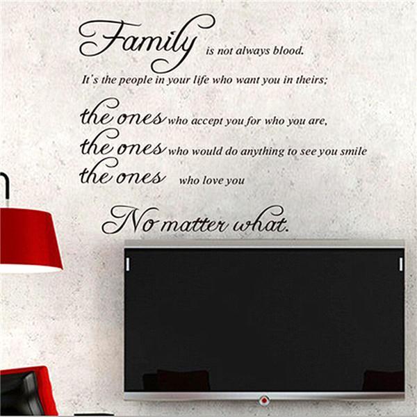 shopping קישוט הבית Family Quote Wall Sticker Removable Decal Mural DIY Living Room Art Home Decor
