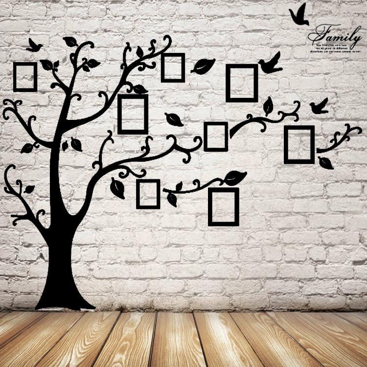 shopping קישוט הבית 2.5M Removable Memory Tree Picture Frames Wallpaper Photo Wall Stickers Decor Bird Room Wall Black