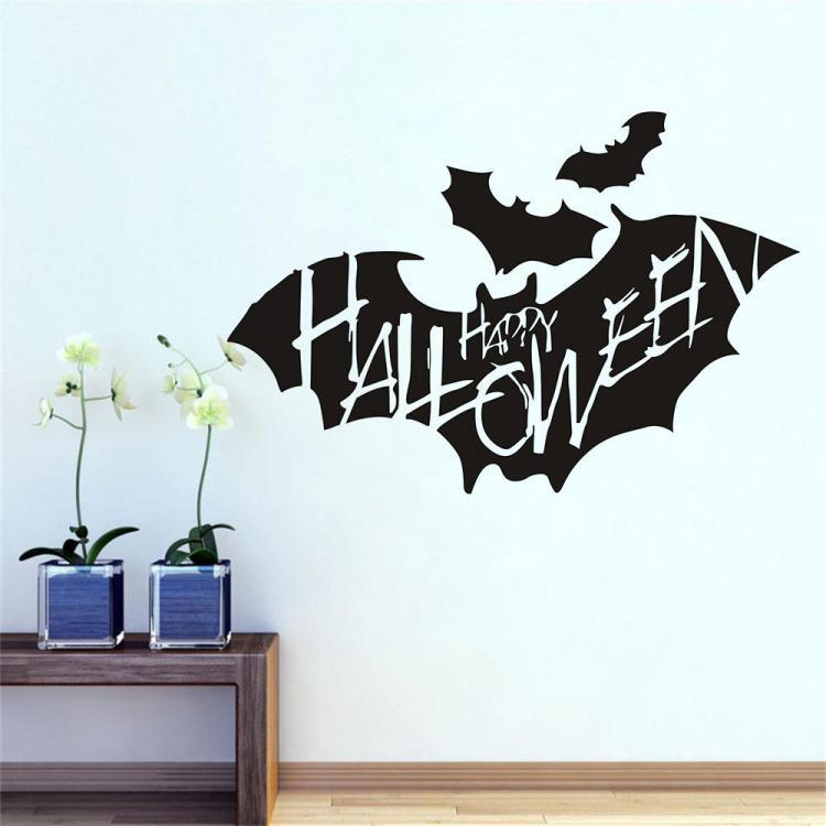 shopping קישוט הבית Creative Bat Wall Sticker Halloween Bat Removable Wallpaper Vinyl Art Decal Waterproof Decor Sticker Cartoon Animals Halloween Dec