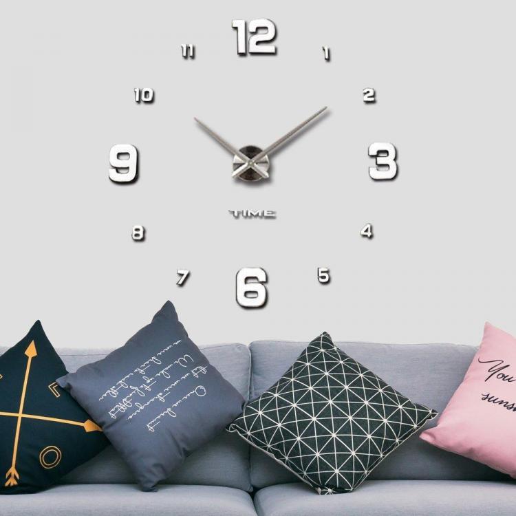 shopping קישוט הבית Modern Mute DIY Frameless Large Wall Clock 3d Mirror Sticker Metal Big Watches Home Office Decorations