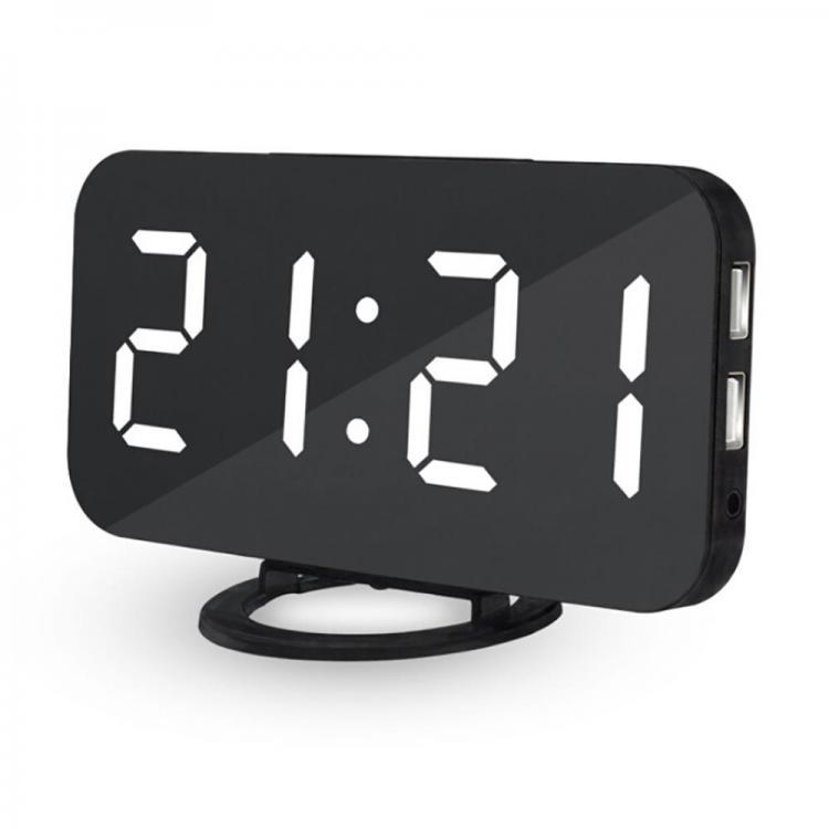 shopping קישוט הבית Loskii DC-004 Wireless Electronic LED Digital  Desktop Decoration Auto-Brightness-Adjust Alarm Clock with Dual USB Port for Phone 