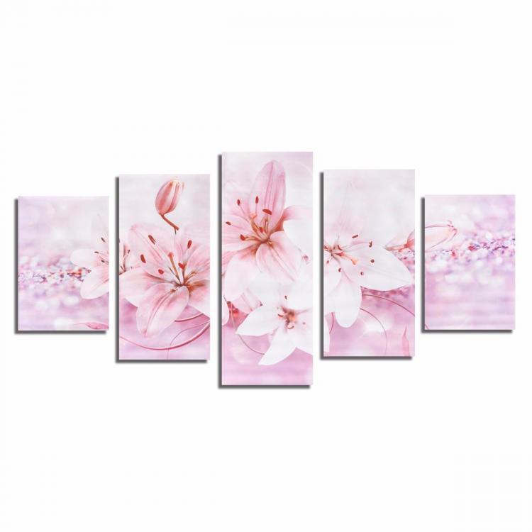 shopping קישוט הבית 5PCS Lilies Frameless Modern Canvas Painting Mural Wall Picture Paintings Home Decoration