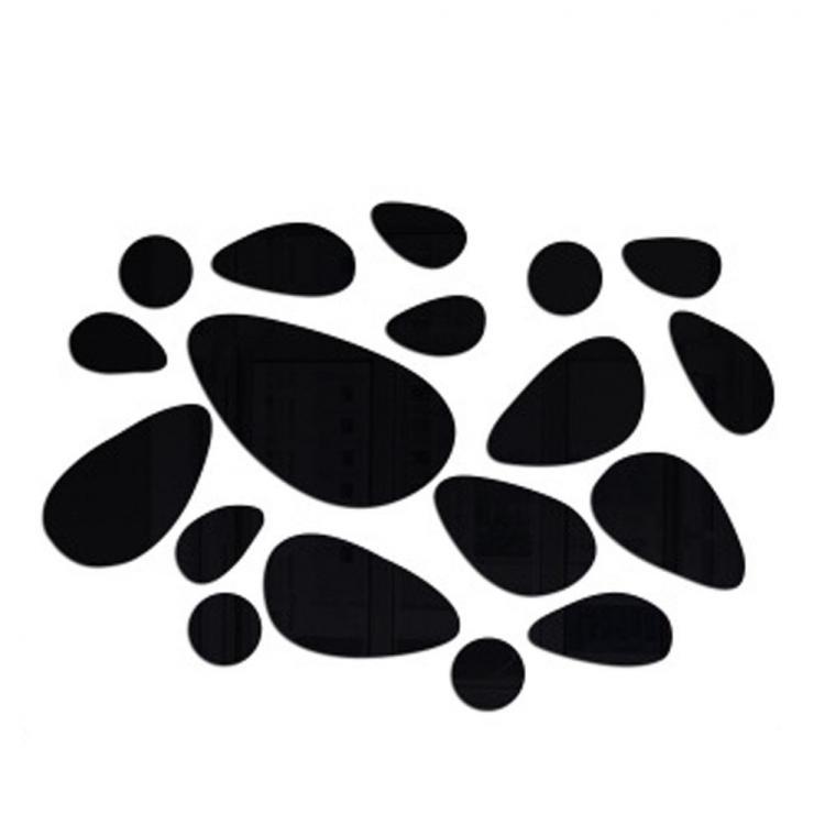 shopping קישוט הבית Honana DX-Y5 12Pcs Cute Silver DIY Pebble Shape Mirror Wall Stickers Home Wall Bedroom Office Decor