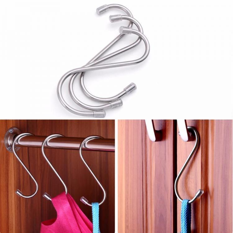 shopping סידור הבית 10 PCS S Shape Hooks Stainless Steel Bathroom Hanger Clasp Rack Robe Hook Protective