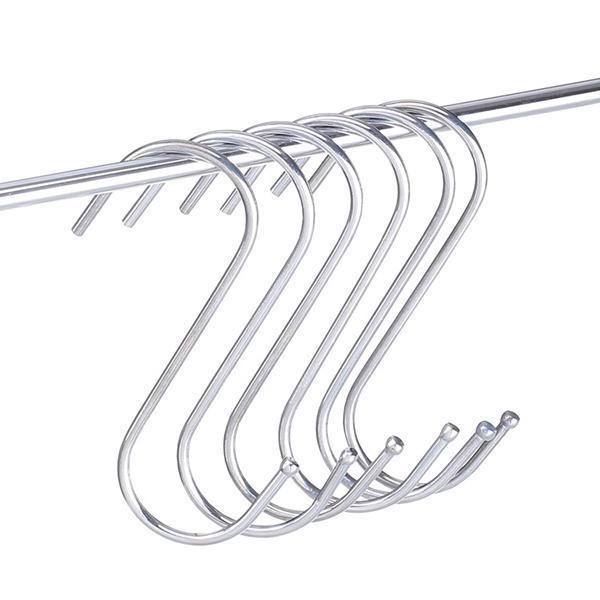 shopping סידור הבית 10 Pcs Stainless Steel Hanger Clasp Rack S Shape Hooks Clothes Pot Pan Cloth Hanger