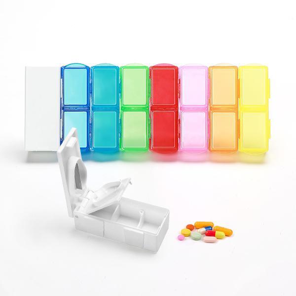 shopping סידור הבית KCASA KC-JS0802 Portable 7 Days Pill Box Travel Medicine Organizer With Pill Splitter Cutter